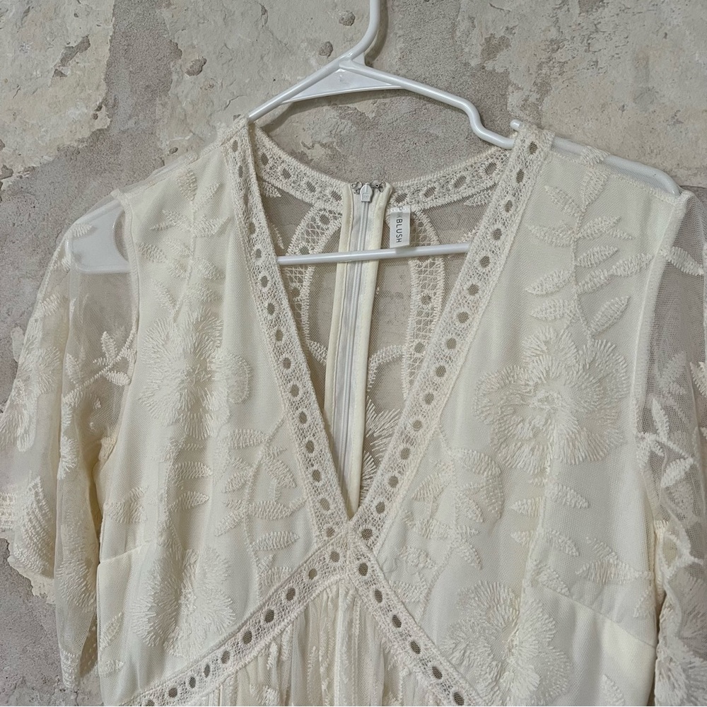 PinkBlush Cream Lace Maternity Maxi Dress - Picture 5 of 9